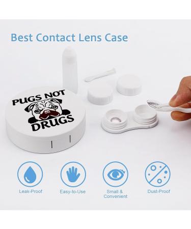 Pugs-Not-Drugs Round Case For Contact Lens Kit Storage Box with Mirror Printed - Buy Online on GoSupps.com