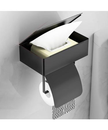 2 Toilet Paper and Wipes Holder | Stainless Steel Polished Modern Roll Tissue Holder | Flushable Wet Wipe Dispenser for Washroom Kitchen Riastvy 2 Pcs Black - Buy Online on GoSupps.com