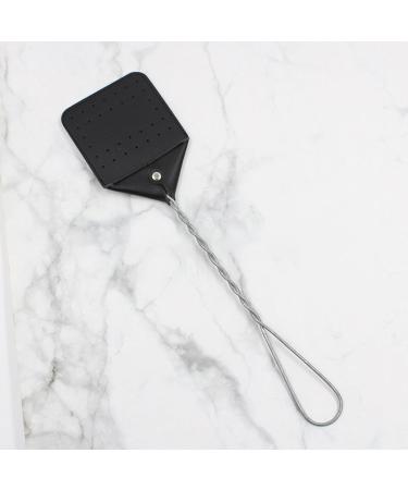 GIFZES Fly Swatter Zapper Faux Leather Fly Swatter Effective Indoor/Outdoor Control for Flies Smooth Surface Great Gift Idea Accessories Black & Silver - Buy Online on GoSupps.com