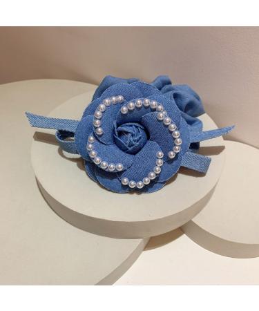 Limtula Sweet Style Hair Rope -slip Hair Barrettes for Teenagers Pearl Decor Camellia Shape Hair Pins and Elastic Hair Rope Dark blue BB clip - Buy Online on GoSupps.com