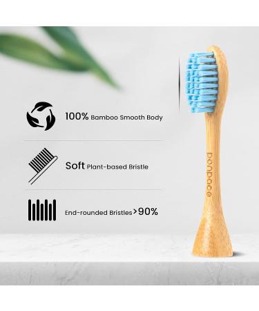 PONPACE Biodegradable Bamboo Electric Toothbrush Heads for Philips Sonicare One - Plant-Based Bristles, HY1100/HY1200 Compatible (Flat Bristle) - Buy Online on GoSupps.com