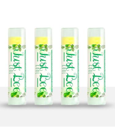 Just Bee 100% Natural Beeswax Lip Balm with Organic Oils (Cool Peppermint 4 pack) Cool Peppermint 4 pack