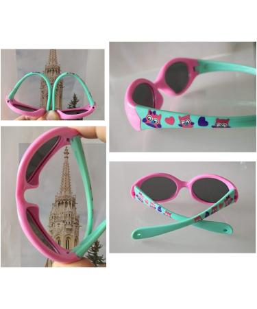 FOURCHEN Polarized Toddler Sunglasses with Strap | 100% UV Proof, Flexible & Stylish | Pink-Green Kids Sunglasses - Buy Online on GoSupps.com