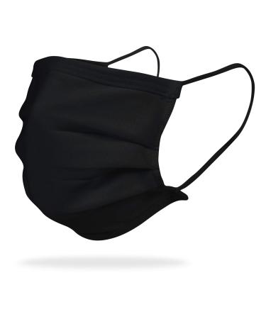 Gildan Adult Reusable 3-Layer Cotton Ear Loop Face Mask (24 Pack), Black (24 Pack), Adult: 6.5" x 7" (4.5" ear loop)