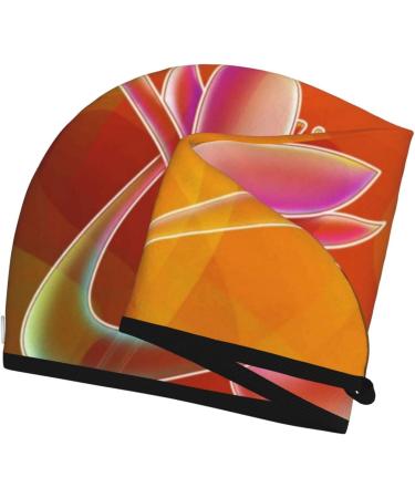 Orange Flower Psychedelic Microfiber Hair Towel | Super Absorbent Coral Velvet Wrap for Women - Quick Dry for Long Curly & Thick Hair - Buy Online on GoSupps.com