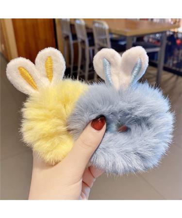 8-Piece Rabbit Ears Plush Hair Ties | Fluffy Elastic Hair Bands for Women & Girls | Perfect Christmas Hair Accessories - Buy Online on GoSupps.com