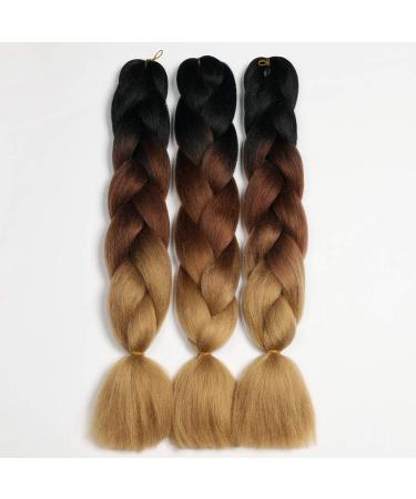 Showjarlly Braids Extension | Brown Ombra Jumbo Braid Hair (24) | Kanecalon Kunsthaar for Box Braids (3 Pack) - Buy Online on GoSupps.com