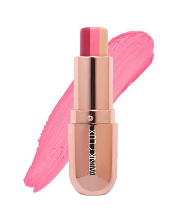 Winky Lux Strawberry Rose Lip Balm for Soft & Juicy Sweet Lips - Tri-Colored Tinted Lip Balm - Hydrating Lip Balm - Vegan & Cruelty-Free