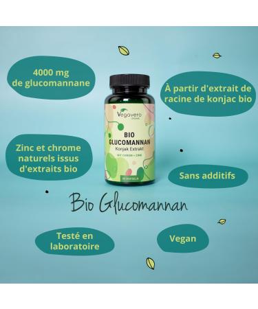 Konjac ORGANIC 4210 mg | With 95% Glucomannan + Zinc and Chromium | High Dosage | 90 Capsules | Vegan & No Additives | Vegavero  - Buy Online on GoSupps.com