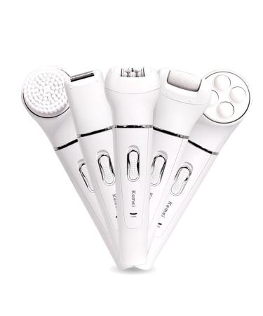 2023 Best Hair Removal Set 5 in 1 Rechargeable Epilating and Cleansing Brush Instant & Painless Beauty Tools Kit for All Skin Types