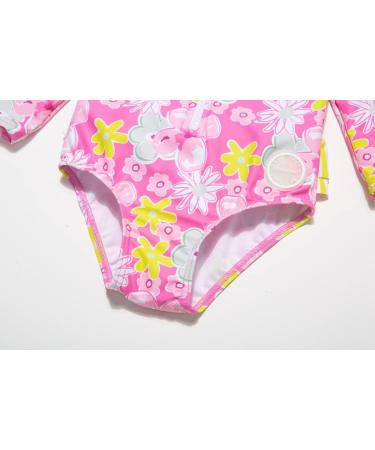 BONVERANO Baby Girls Long Sleeve Swimsuit UPF 50+ Sun Protection 18-24 Months Pink Yellow - Buy Online on GoSupps.com