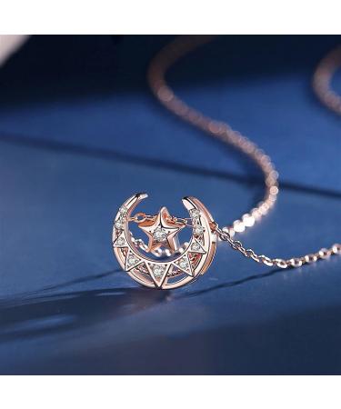 Necklace Star and Moon Hollow Design Necklace Silver Pendant Necklace Temperament Light Luxury Clavicle Chain The for Women Ladies Necklace - Buy Online on GoSupps.com
