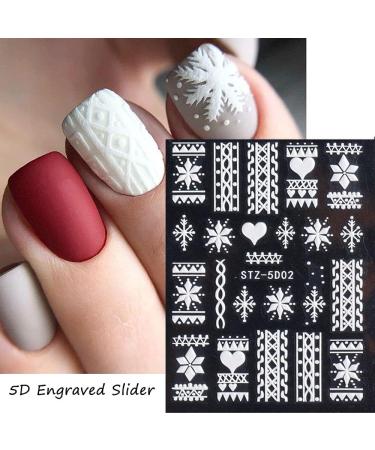 Nail Art Decorations Charms Flower Year Design Winter Nail Sticker 5D Embossed Snowflakes Christmas(5D-02) - Buy Online on GoSupps.com