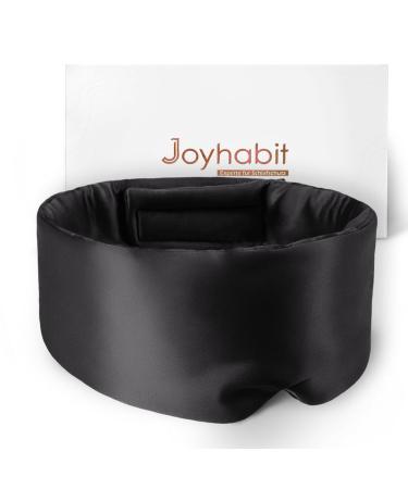 Joyhabit silk sleep mask for men and women extra large and adjustable eye mask in a cloud curve design for breaks and night sleep black