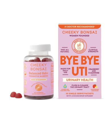 Cheeky Bonsai UTI & Vaginal Probiotic Gummies pH Balance Duo Fast Acting UTI Relief Drink Mix (10ct) + Balanced Babe Vaginal Probiotic Gummies (60ct) D-Mannose Cranberry 5B CFU Vegan