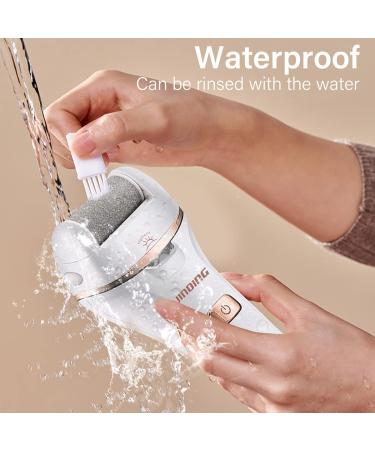 Rechargeable Callus Remover Electric Pedicure Kit - Professional Foot Care Set with 3 Roller Heads, 2 Speeds - For Cracked Heels and Dead Skin - Power Display - Travel/Home Use - White - Buy Online on GoSupps.com