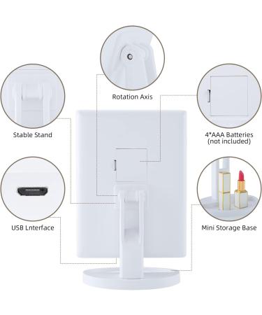 Essbhach Makeup Mirror with 72 LED Lights, 180 Degree Trifold Vanity Mirror, 5X Magnification, Touch Screen, Gift for Women - White/Black - Buy Online on GoSupps.com