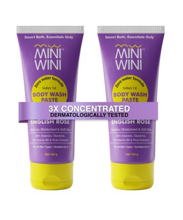 MiniWini 3X Concentrated Body Wash Paste 2 X 100g (3.2 fl oz) | Face + Body Cleanser | Aloe Vera Pro-Vitamin B5 & Glycerin | Travel-Friendly | Daily Use | For Men Women & Kids | All Skin Types
