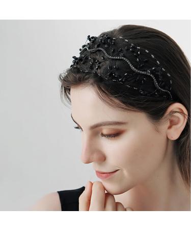 Beaupretty Crystal Wedding Headband - Black Rhinestone Tiara for Bride & Bridesmaids - Buy Online on GoSupps.com