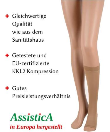 Buy Assistica Medical Compression Stockings 23-32 mmHg - Class 2 Open Toe Support Stockings for Men & Women X-Large Beige (170-182 cm) - Buy Online on GoSupps.com