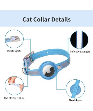 KOCNYDEY Leather Reflective AirTag Cat Collar Anti-Lost Cat Tracker Collar GPS Cat Collar with AirTag Adjustable Holder & Bell Integrated Apple Air Tag Cat Collar for Cats Kittens Small Dogs (Blue) XS (19-26cm) Blue - Buy Online on GoSupps.com