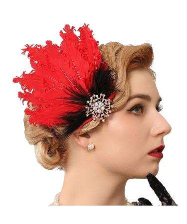 GENBREE 1920s Flapper Headpiece - Crystal Feather Hair Clip Gatsby Headband for Women & Girls - Buy Online on GoSupps.com