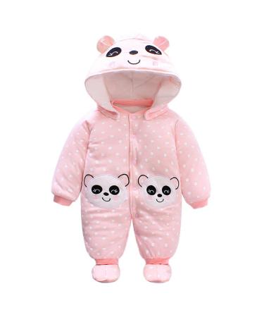 Minizone Baby Hooded Winter Rompers Girls Snowsuit with Footies and Hat Winter Outfits Jumpsuit Cotton Overall 1-3 Months Panda 0-3 Months E - Buy Online on GoSupps.com