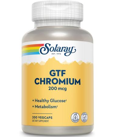 Solaray GTF Chromium Capsules 200 mcg | 200 Count - Support Healthy Glucose Metabolism - Buy Online on GoSupps.com