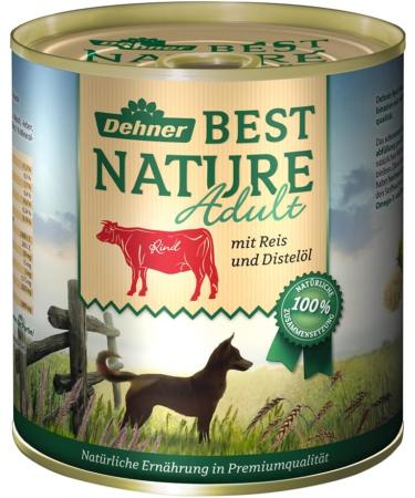 Dehner Best Nature Grain-Free Wet Dog Food for Adults - Beef & Rice with Thistle Oil 6 x 800g Cans (4.8kg) - Premium Nutrition for Dogs - Buy Online on GoSupps.com