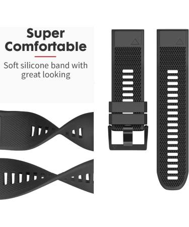 Notocity Compatible Fenix 5 Band | 22mm Soft Silicone Watch Strap for Fenix 5 Plus, 6, 6 Pro, 7, Forerunner 935, 945, Approach S60, Quatix 5 - Black - Buy Online on GoSupps.com