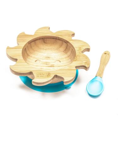 Wild & Stone Eco-Friendly Bamboo Baby Suction Bowl & Spoon Set - Baby Blue - Buy Online on GoSupps.com
