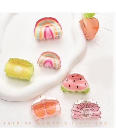 xbiez Fruit and Vegetable Hair Claw Clip for Women Styling Hairpin Thick Hair Thin Hair Hair Accessories Small Headpiece Gift Big rainbow - Buy Online on GoSupps.com