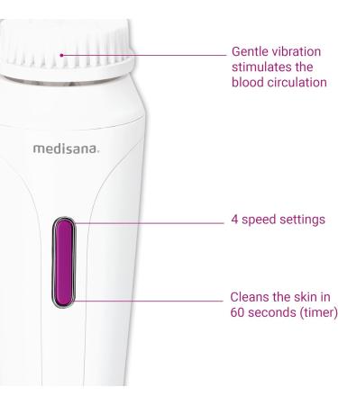 Medisana FB 885 Electric Facial Cleaning Brush - Deep Pore Cleansing 4 Attachments Timer & Auto Switch-Off - Ideal for All Skin Types - Buy Online on GoSupps.com