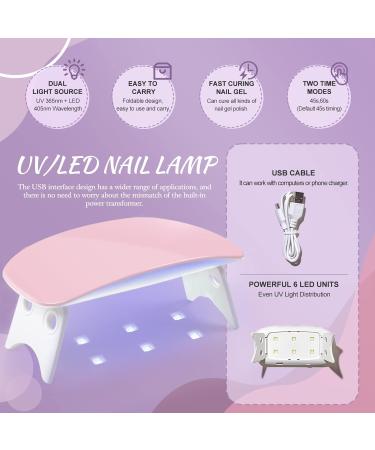 PEACECOLOR Gel Nail Polish Starter Kit - 6 Colors with Portable U V/LED Nail Lamp | Gloss/Matte Top Coat, Manicure Tools | Perfect Gift for Women - Buy Online on GoSupps.com