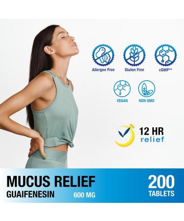 Buy Puregen Labs Mucus Relief 600mg - 12 Hour Extended Release Expectorant 200 Count - Chest Congestion Relief High Potency Guaifenesin - Buy Online on GoSupps.com