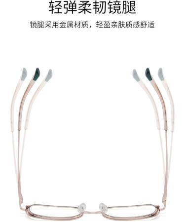 Metal Square Frame Blue Light Blocking Glasses for Men & Women | Anti-UV Computer Reading Glasses - Gold-Black 51mm - Buy Online on GoSupps.com