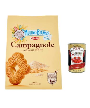 Italian Gourmet E.R. Mulino Bianco Campagnole Set of 3 Shortbread Biscuits with Rice Flour 700 g + Italian Gourmet Polpa 400 g