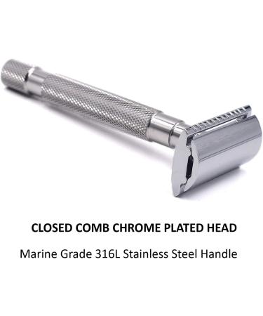 Parker 64S Stainless Steel Handle Double Edge Safety Razor | 5 Premium Blades | International Shipping Available - Buy Online on GoSupps.com