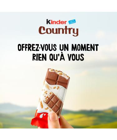 Kinder Country - Barre C r ali re enrob e de Chocolat au Lait avec un C ur au Lait fondant et des C r ales souffl es - Gourmand et Croustillant - Format partager - 40 Barres - Buy Online on GoSupps.com