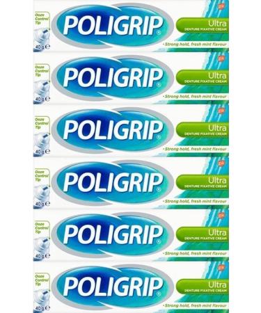 Poligrip Denture Fixative Cream Ultra 40g x 6 Packs by GSK