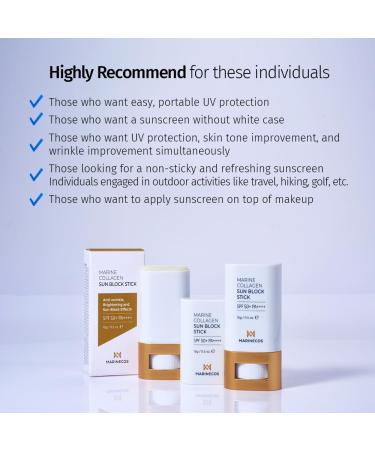 Marine Collagen Sun Stick SPF50 PA++++ 15g 0.5 oz. | Portable Daily Protection Moisturizing & Skin-Calming Non-Sticky Smooth Finish 0.53 Ounce (Pack of 1) - Buy Online on GoSupps.com