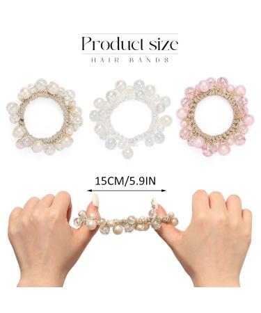 Brinie Beads Hair Ties - Black Pearl Elastic Scrunchies for Women and Girls (Pack of 3) - Buy Online on GoSupps.com