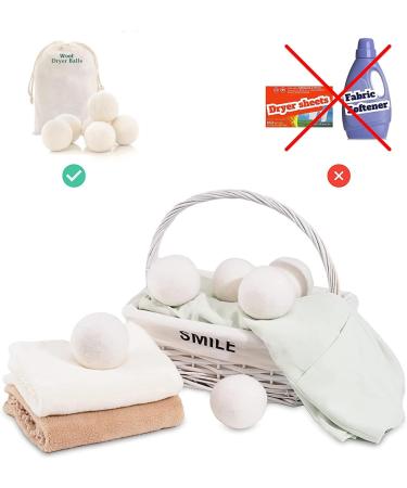 Wool Dryer Balls Handmade Natural 100% Wool Tumble Dryer Balls Shorten Drying Time Reusable Pack of 6 Sheep Pattern (White) - Buy Online on GoSupps.com