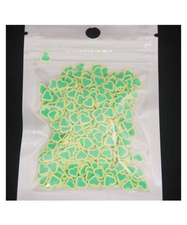 Bosaiya Qr Beautiful sweet colorful heart shape polymer tone slices for slime filling Handcraft telephone cover DIY.Nail Art Resin Epoxy DIY.Filling material T1212 (Color: 5 Green 65g)