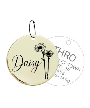 Floral Bloom Style - Beautiful Personalized Stainless Steel Dog Cat Id Tags with a double -sided deep engraving and safe edge cut - let your cat bloom and show your natural beauty birthday flowers