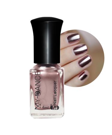 Rose Gold Nail Polish Metallic Nail Polish Nail Varnish Metal Effect Quick Dry Quick Dry & Long Lasting Nail Lacquer Mirror Shiny Nail Color for DIY Home Manicure Girls Women Gift TJ014