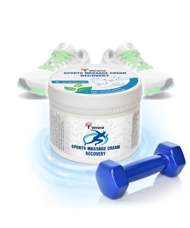 Verana Sports Massage Cream with Arnica - Aloe - Calendula - Plantain, For Joints and Muscles, Natural, Before and After Sports Training, Jogging, Swimming (Cream)