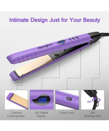 Mnsyflns 2-in-1 Ceramic Hair Straightener & Curler Purple - Lightweight Styler for Women & Girls, Temperature 120-200 - Buy Online on GoSupps.com
