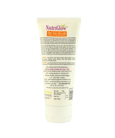 Nutriglow De Tan Scrub - Milk Protein & Mulethi for Deep Exfoliation Tan Removal & Blackhead Treatment - Suitable for All Skin Types - 65gm - Buy Online on GoSupps.com