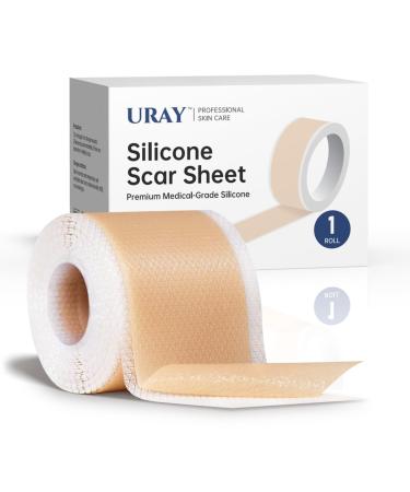 Silicone Scar Tape for Surgical Scars - 59" x 1.5" Roll - Extra Long Scar Sheets for C-Section Tummy Tuck Keloid and Surgical Scars - Reusable Medical Grade Silicone Scar (59" x 1.5")